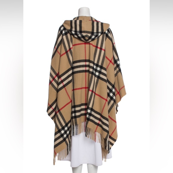 Brown Burberry Check Shawl Cape with Hood - Picture 3 of 15